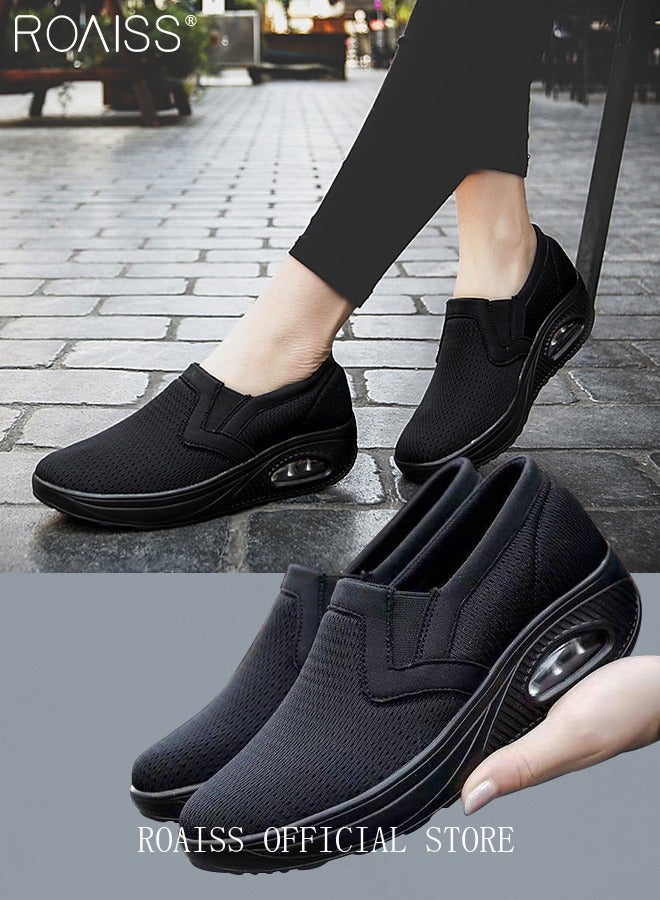 roaiss Air Cushion Shoes for Women Mesh Slip On Sneakers Fashion Tennis Breathable Walking Gym Shoes Loafers Women Air Dancing Shoes  - Image 2