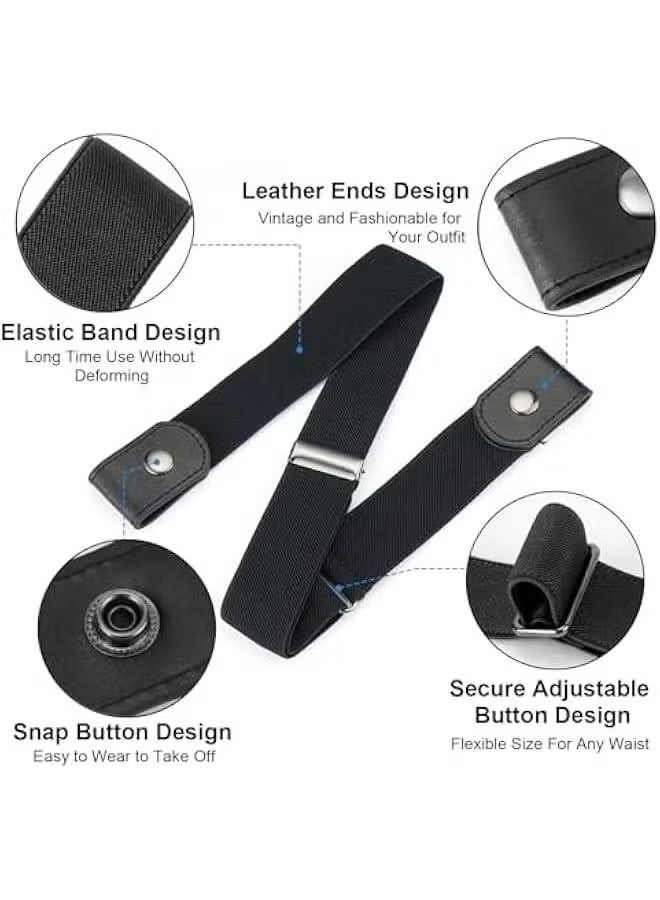 4 قطع حزام مطاطي غير مرئي بدون أثر، حزام خصر مريح للجنسين، بنطلون جينز للنساء، حزام مطاطي مزخرف للاستخدام الخارجي - Image 4