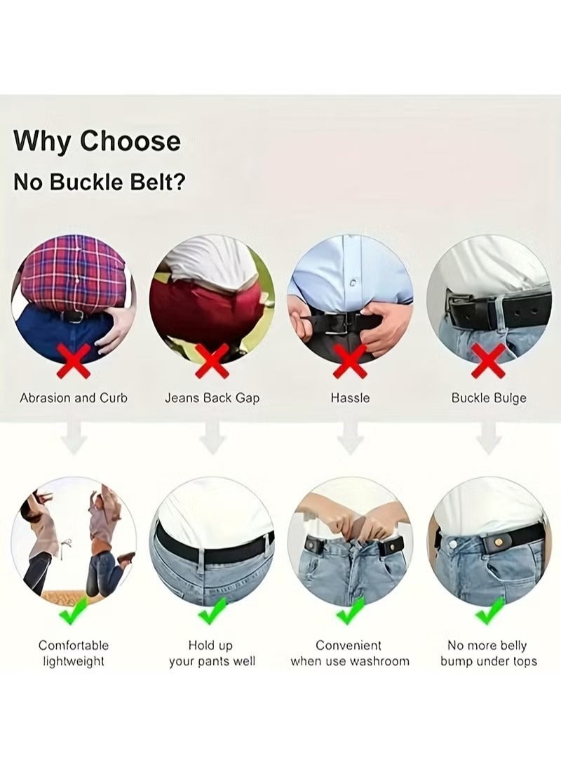 4 قطع حزام مطاطي غير مرئي بدون أثر، حزام خصر مريح للجنسين، بنطلون جينز للنساء، حزام مطاطي مزخرف للاستخدام الخارجي - Image 3