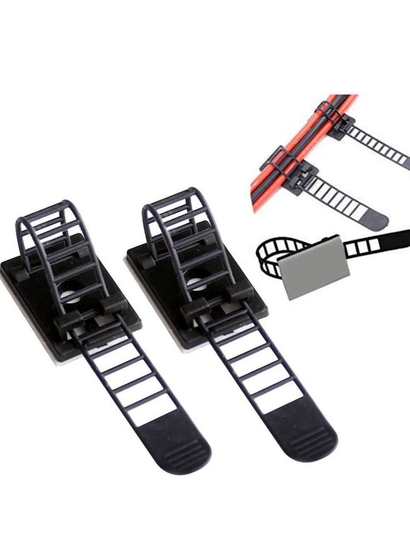 Y&D Adjustable Cable Tie, 50 Pcs Zip Ties, Self Adhesive Clips, Wire Organizer, Electric Wiring Accessories Clamp Fixed Fasten Tie Black - Image 3