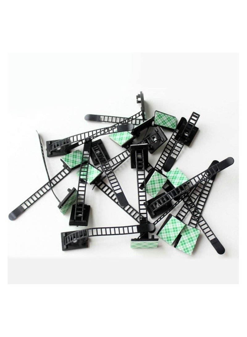 Y&D Adjustable Cable Tie, 50 Pcs Zip Ties, Self Adhesive Clips, Wire Organizer, Electric Wiring Accessories Clamp Fixed Fasten Tie Black - Image 4