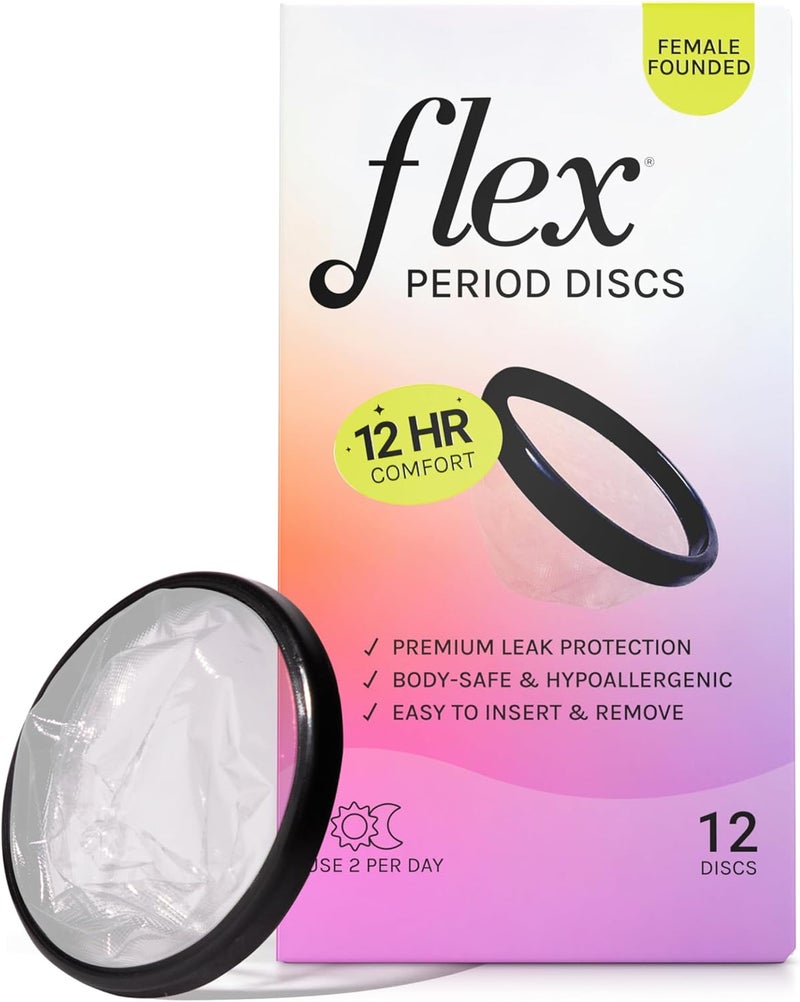 FLEX Menstrual Discs | Disposable Period Discs | Reduce Cramps & Dryness | Beginner-Friendly Tampon Alternative | Capacity of 5 Super Tampons | Made in Canada | 12 Count - Image 1