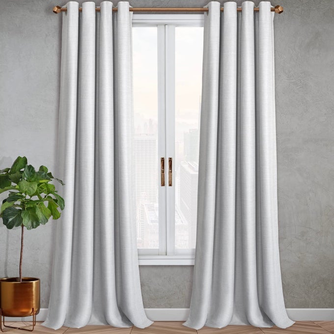 SUNBLK KINSLEY LINED TEXTURED TOTAL BLACKOUT LIGHT BLOCKING NOISE REDUCING GROMMET SINGLE CURTAIN PANEL SILVER 52X84