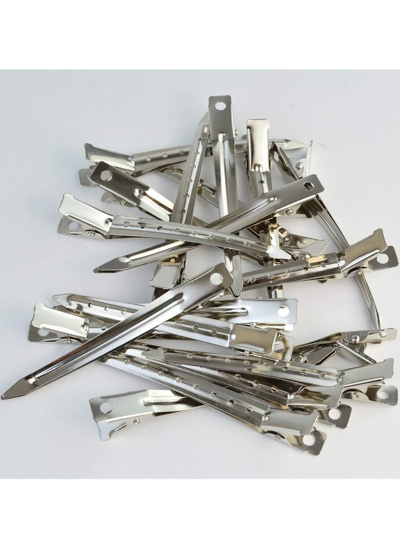 Generic 12pcs Duck Clips, 9cm Rustproof Metal Clips with Holes for Hair Styling and Hair Coloring, Silver  - Image 5