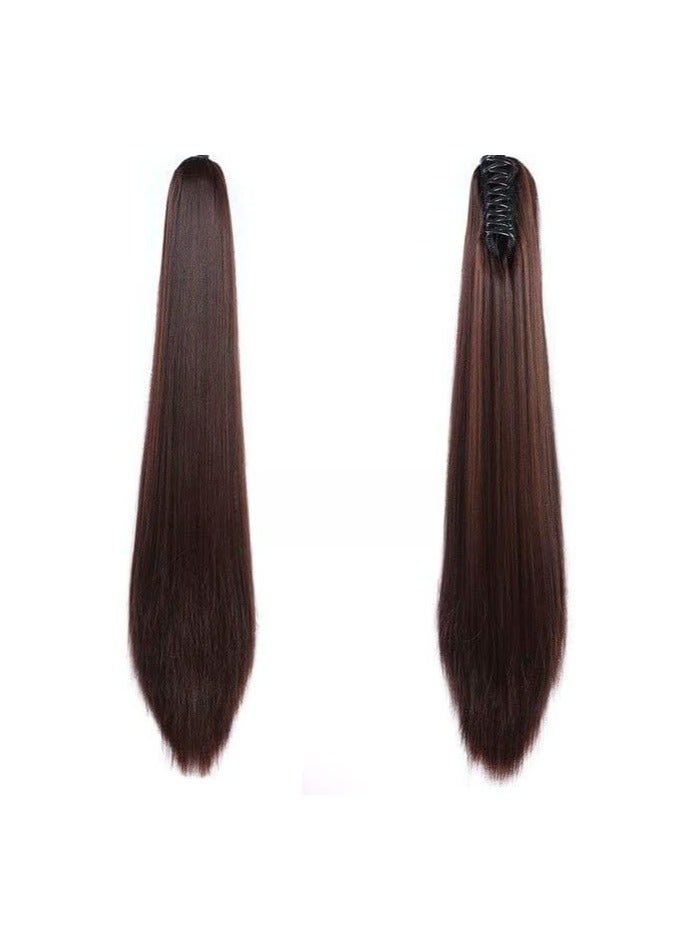 إستيل وصلات شعر Estelle Clip in Ponytail Claw straight clip in extensions وصلات شعر صناعية طويلة clip in ponytail للنساء (بني محمر - مستقيم) - Image 2