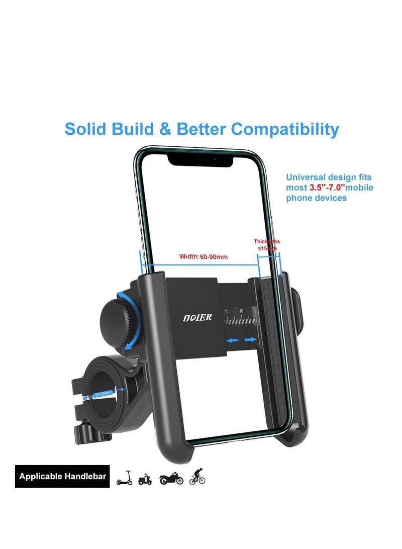 Bike Phone Mount Holder, Scooter Phone Mount, 360°Rotatable Handlebar Phone Holder, Adjustable Bicycle Motorcycle Scooter Handlebar Phone Clip Accessories, for 3.5"-7.0" Smartphone - Image 5