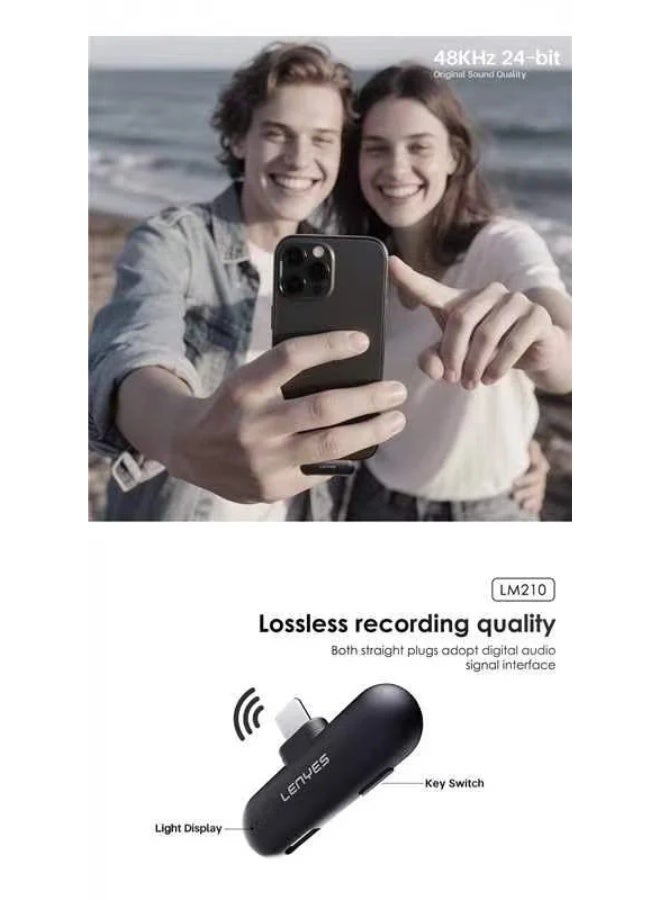 LENYES LM210-TC Ai Smart Lavalier USB-C Microphone with Noise Cancellation, Black - Image 3