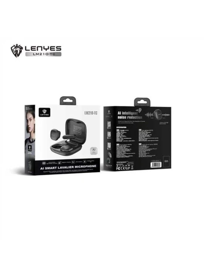 LENYES LM210-TC Ai Smart Lavalier USB-C Microphone with Noise Cancellation, Black - Image 5