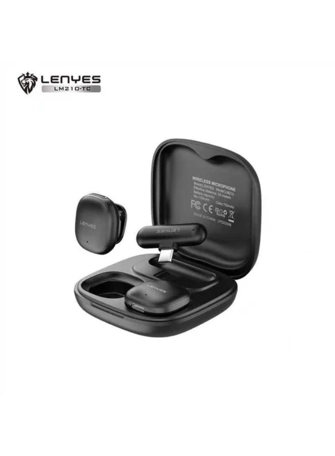 LENYES LM210-TC Ai Smart Lavalier USB-C Microphone with Noise Cancellation, Black - Image 1