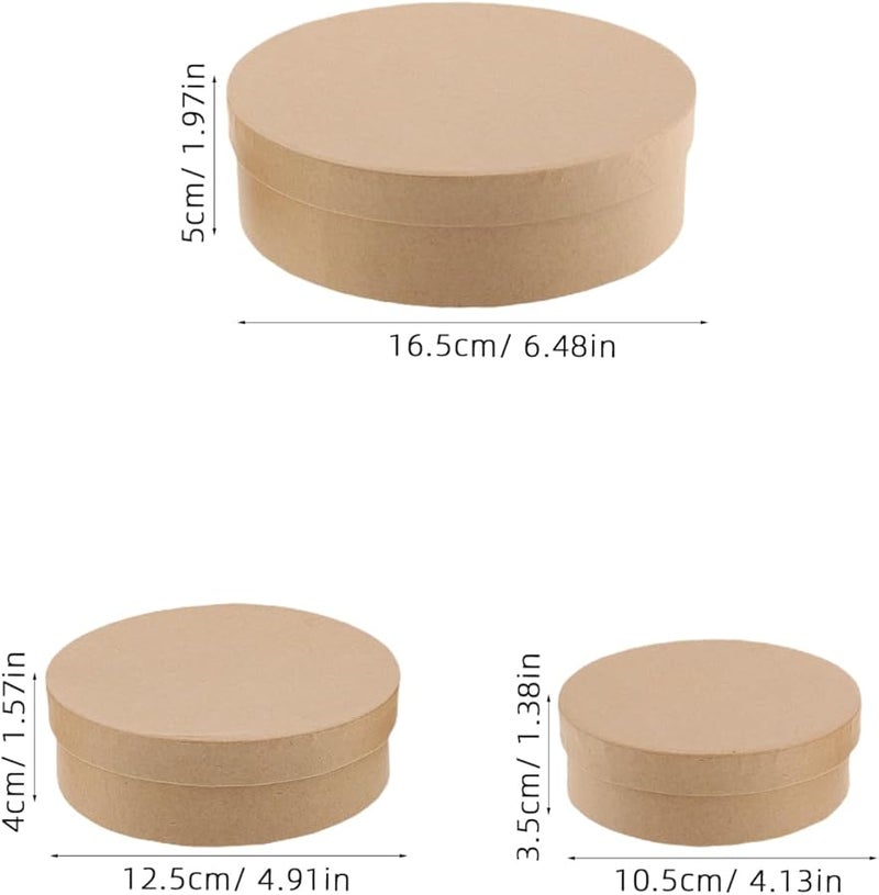 Jojofuny 3 علب ورقية مستديرة لتخزين الحلوى مع أغطية للتعبئة اليدوية للحرف اليدوية - Image 3