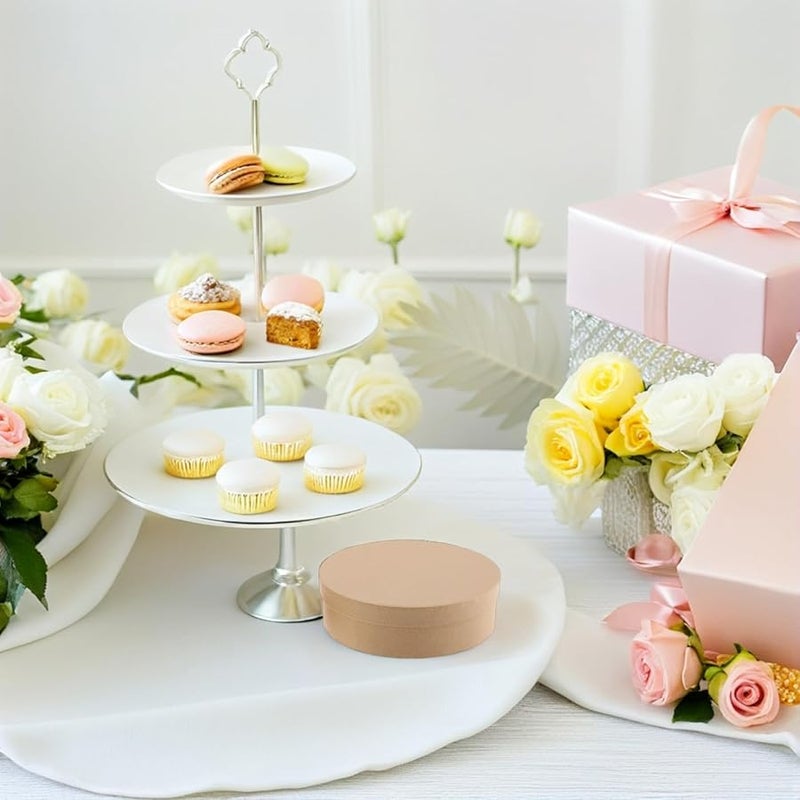 Jojofuny 3 علب ورقية مستديرة لتخزين الحلوى مع أغطية للتعبئة اليدوية للحرف اليدوية - Image 5