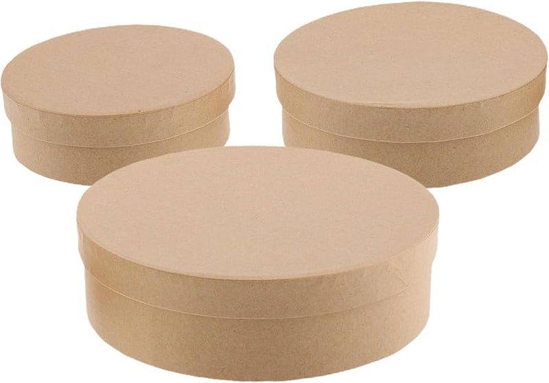 Jojofuny 3 علب ورقية مستديرة لتخزين الحلوى مع أغطية للتعبئة اليدوية للحرف اليدوية - Image 2