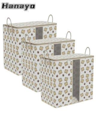 3 Pcs Storage Bags Foldable Closet Organizers Storage Containers with Handle Clear Window Storage Containers for Bedding Comforters(Beige) - pzsku/ZAC76FB09726F80B582B4Z/45/1742630447/c6f4944a-56c8-4f44-a07b-71850b237025