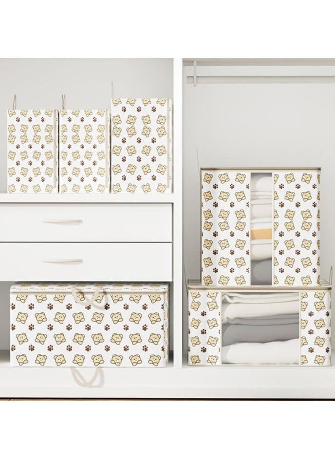 3 Pcs Storage Bags Foldable Closet Organizers Storage Containers with Handle Clear Window Storage Containers for Bedding Comforters(Beige)