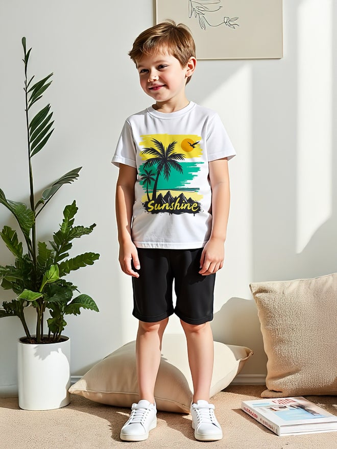 Take Two Take Two 2pcs Boys Graphic Print Short Sleeve T-Shirt And Shorts  - Image 1