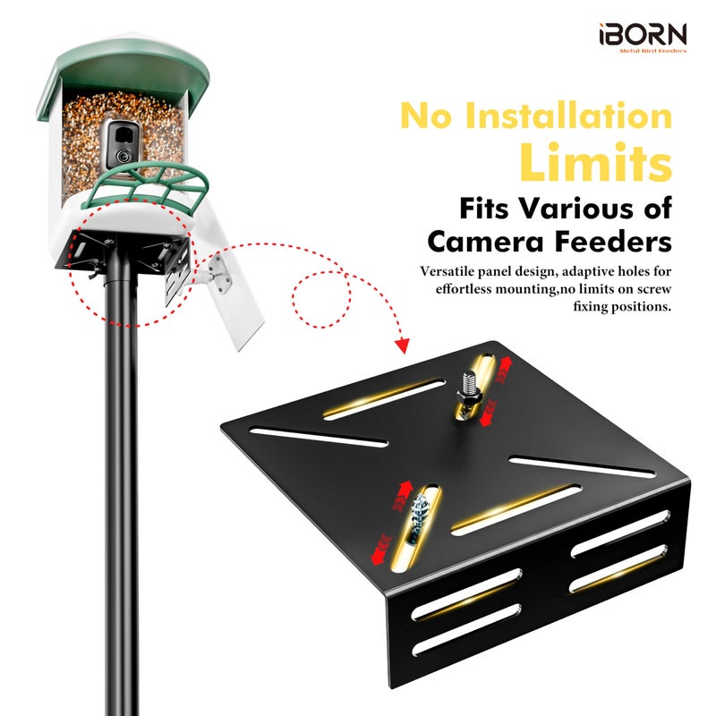 iBorn Camera Bird Feeder Pole 3in1 Compatible Bird Feeder Poles for Outdoors Heavy Duty,63inch Adjustable Height Bird House Pole Mount Kit Bracket Universal for Smart Feeder/Birdhouse - Image 5
