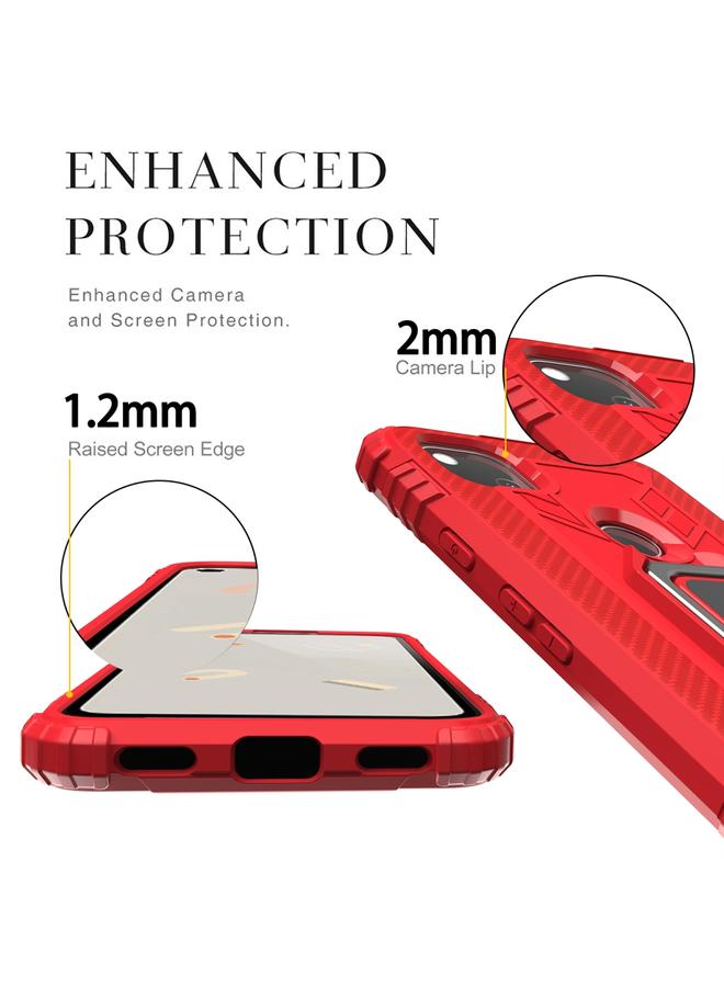 S-TOP Case For Google Pixel 4A 5G Carbon Fiber Protective Case with 360 Degree Rotating Ring Holder - Image 3