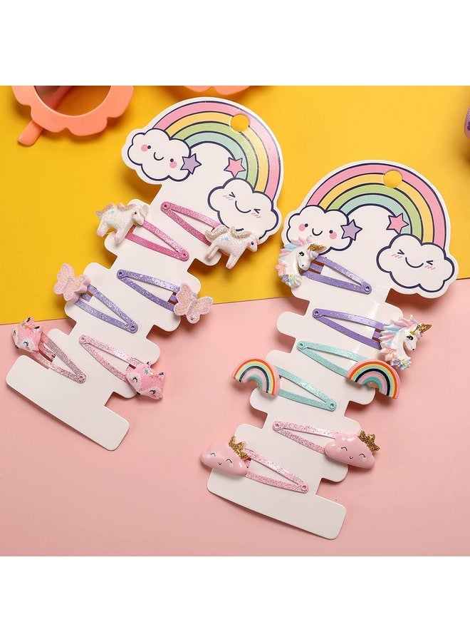 بينك شيب مشابك شعر يونيكورن للبنات، 6 أزواج/12 عبوة من دبابيس شعر على شكل ثعلب وقوس قزح وسحابة، مشابك شعر لطيفة بمشابك معدنية لامعة وإكسسوارات شعر للبنات الصغيرات والمراهقات والأطفال الصغار - Image 2