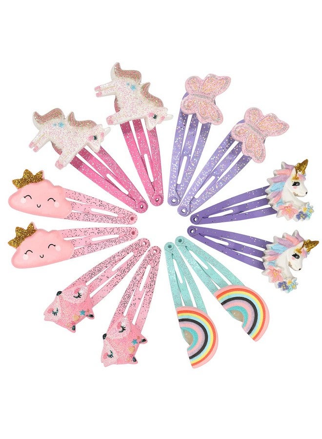 بينك شيب مشابك شعر يونيكورن للبنات، 6 أزواج/12 عبوة من دبابيس شعر على شكل ثعلب وقوس قزح وسحابة، مشابك شعر لطيفة بمشابك معدنية لامعة وإكسسوارات شعر للبنات الصغيرات والمراهقات والأطفال الصغار - Image 1