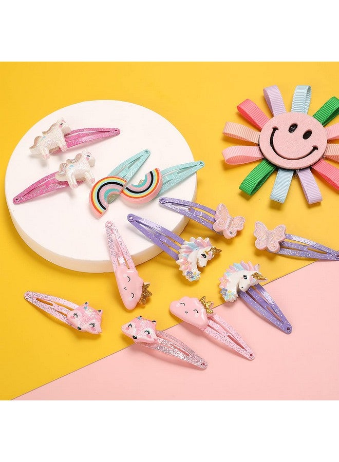 بينك شيب مشابك شعر يونيكورن للبنات، 6 أزواج/12 عبوة من دبابيس شعر على شكل ثعلب وقوس قزح وسحابة، مشابك شعر لطيفة بمشابك معدنية لامعة وإكسسوارات شعر للبنات الصغيرات والمراهقات والأطفال الصغار - Image 3