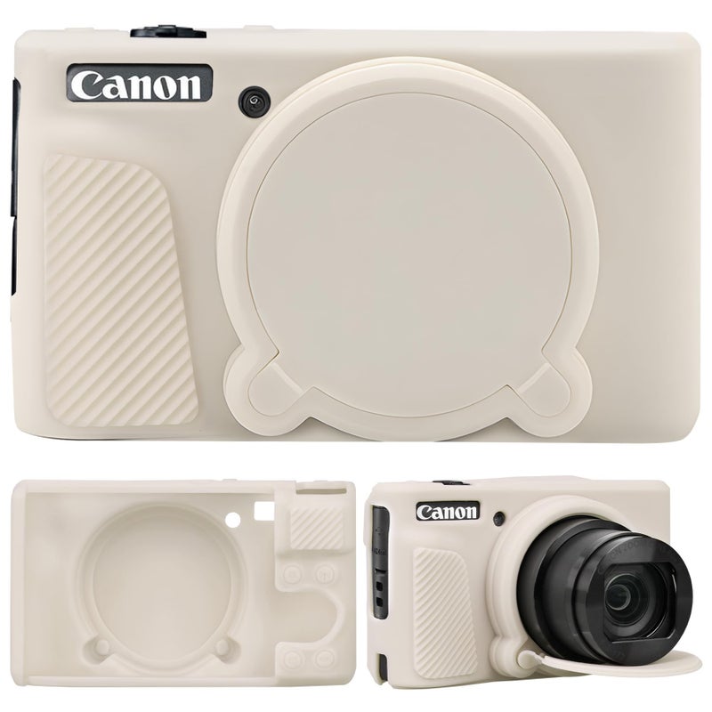 SX740 SX730 Camera Case, Silicone Cover Case for Canon PowerShot SX740/SX730 HS - Fullbody Thin Lightweight Silicone Camera Skin Body Case (Misty White)