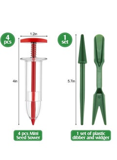 SYOSI Small Seed Planter Tool Mini Garden Hand Tools Distribute Seeds Evenly Indoor Outdoor Sowing Seed Dispenser with 2 Transplanting Tools for Plante Carrot Lettuce Grass Spinach Kale Radish Seed 4PCS  - Image 2