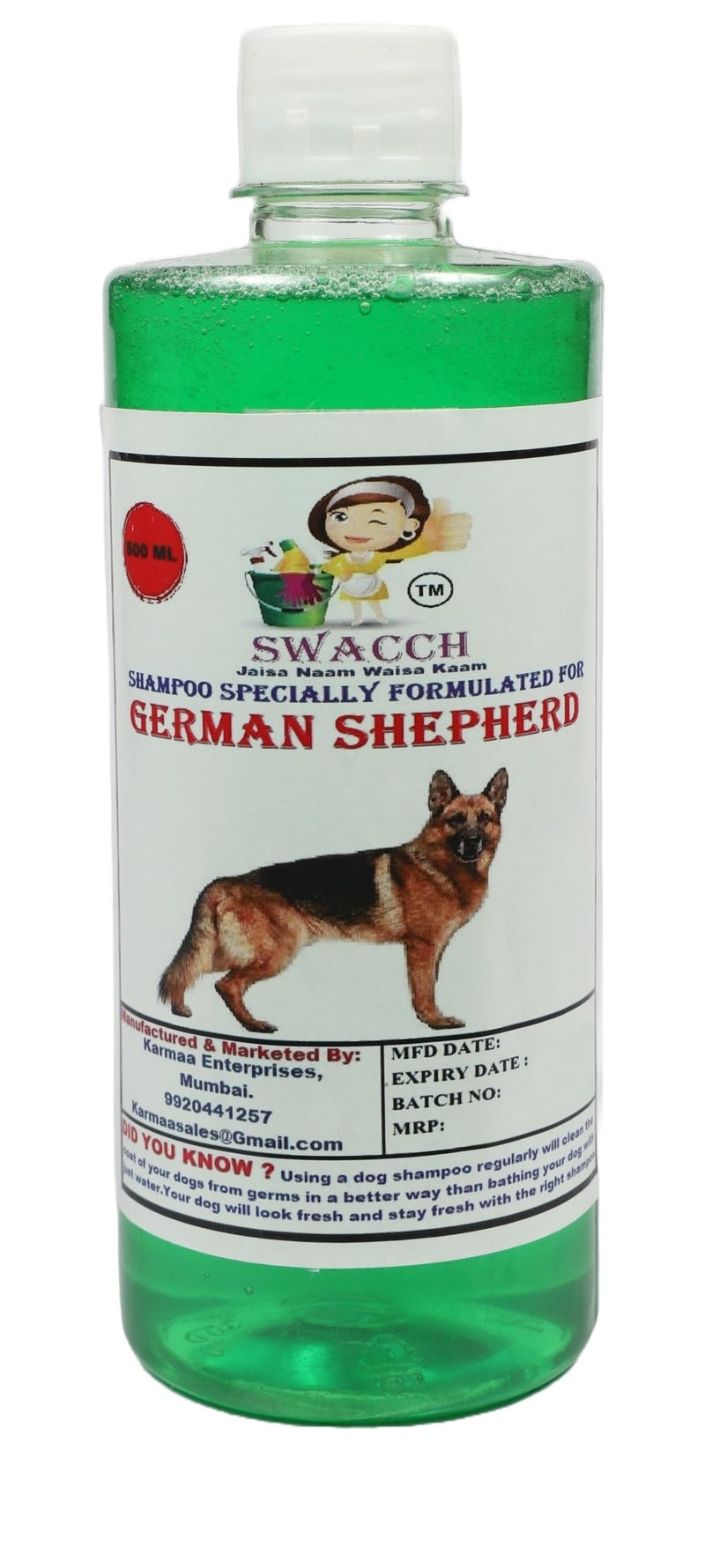swacch Shampoo | Puppy Safe Shampoo | PH Balanced | Ditch to Itch for German Shepherd Shampoo 500ml (Neem Alovera) + Spike Ball Chew Toy Combo Pack - Image 2