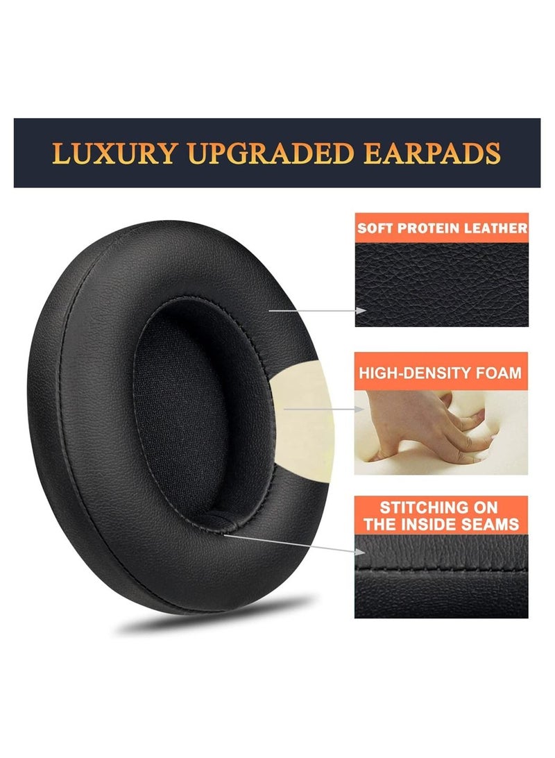 SYOSI Earpads Cushions Replacement for Beats Solo 2 and Solo 3 Wireless On-Ear Headphones, Ear Pads with Soft Protein Leather, Noise Isolation Memory Foam, Added Thickness (Black) - Image 2
