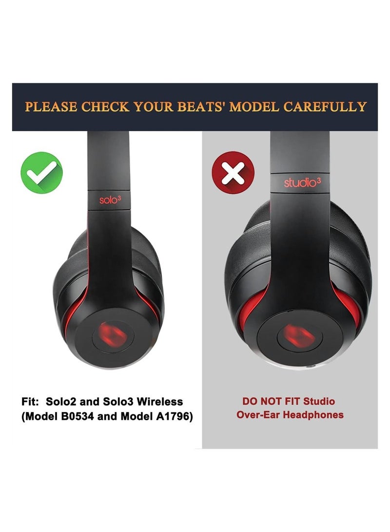 SYOSI Earpads Cushions Replacement for Beats Solo 2 and Solo 3 Wireless On-Ear Headphones, Ear Pads with Soft Protein Leather, Noise Isolation Memory Foam, Added Thickness (Black) - Image 4