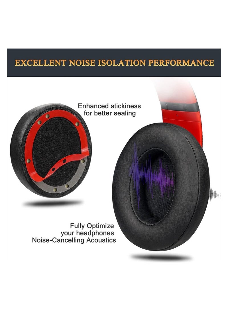 SYOSI Earpads Cushions Replacement for Beats Solo 2 and Solo 3 Wireless On-Ear Headphones, Ear Pads with Soft Protein Leather, Noise Isolation Memory Foam, Added Thickness (Black) - Image 3