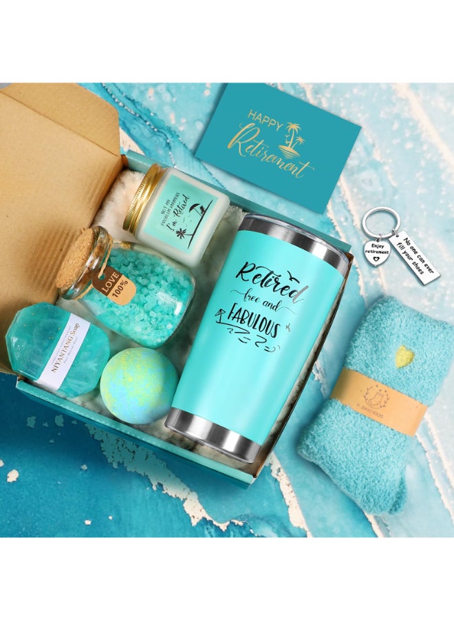Frerdui Retirement Gifts for Woman 2026 Happy Cool Retirement Gifts for Women Coworker Teacher Boss Nurse Friends Mom Retirees Retired Free and Fabulous Funny Spa Gift Basket 8 pcs - Image 4