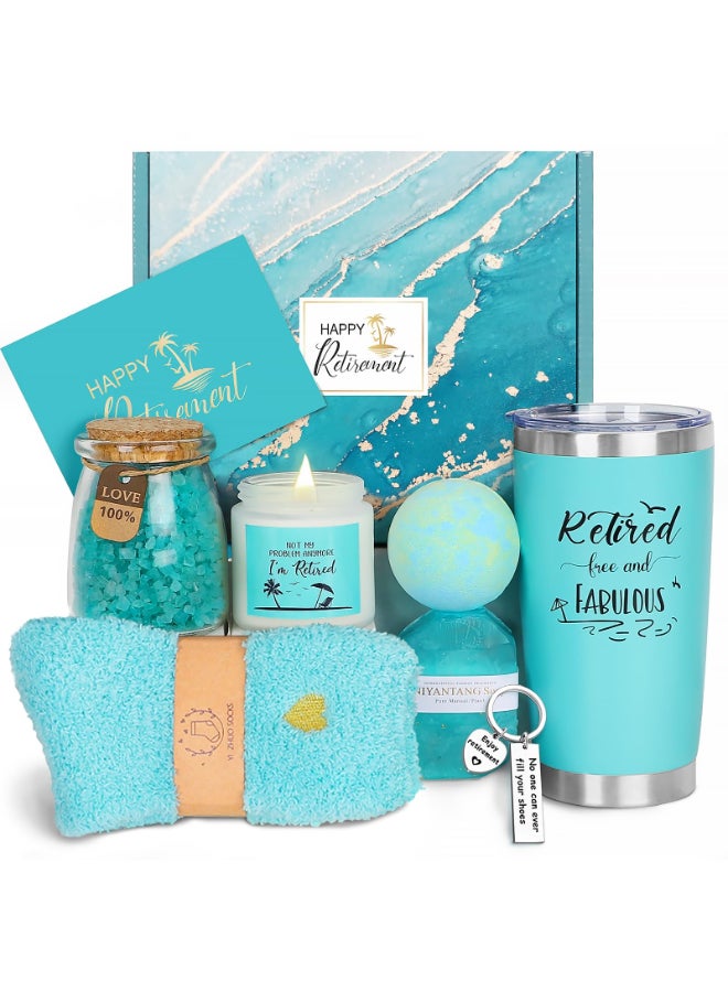 Frerdui Retirement Gifts for Woman 2026 Happy Cool Retirement Gifts for Women Coworker Teacher Boss Nurse Friends Mom Retirees Retired Free and Fabulous Funny Spa Gift Basket 8 pcs - Image 2