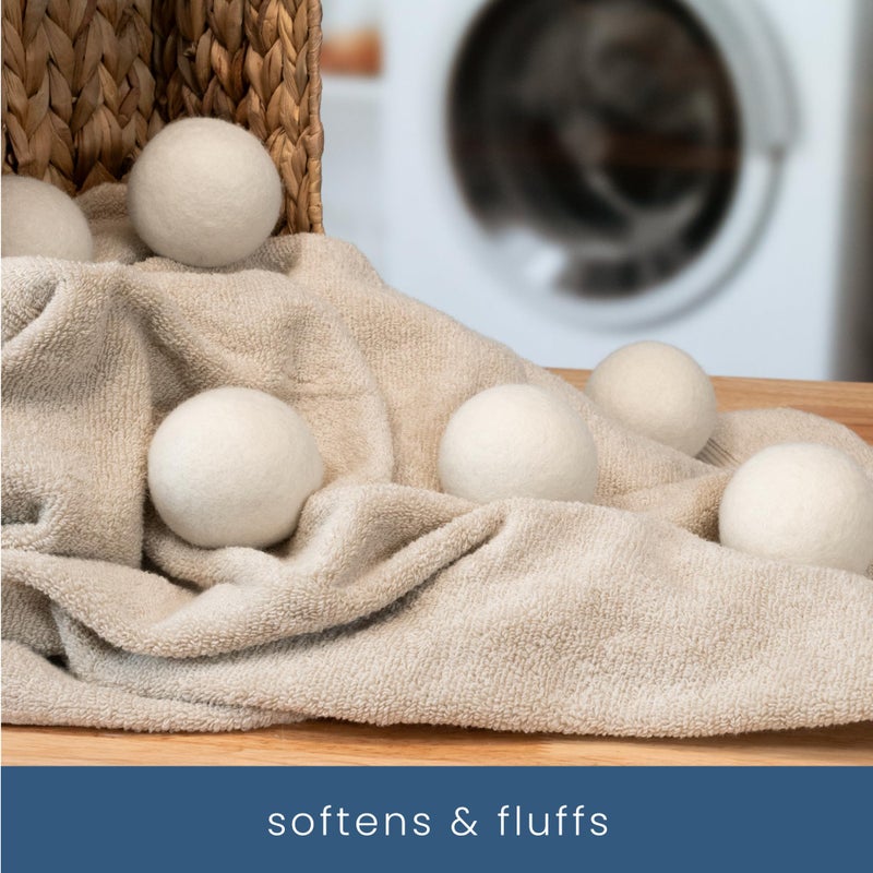 S&T INC. XL New Zealand Wool Dryer Balls, Fabric Softener for Laundry, Natural White, 2.9 in, 6 Pack - Image 3