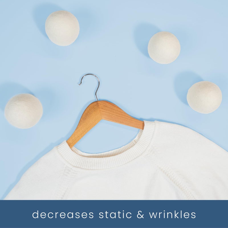 S&T INC. XL New Zealand Wool Dryer Balls, Fabric Softener for Laundry, Natural White, 2.9 in, 6 Pack - Image 5