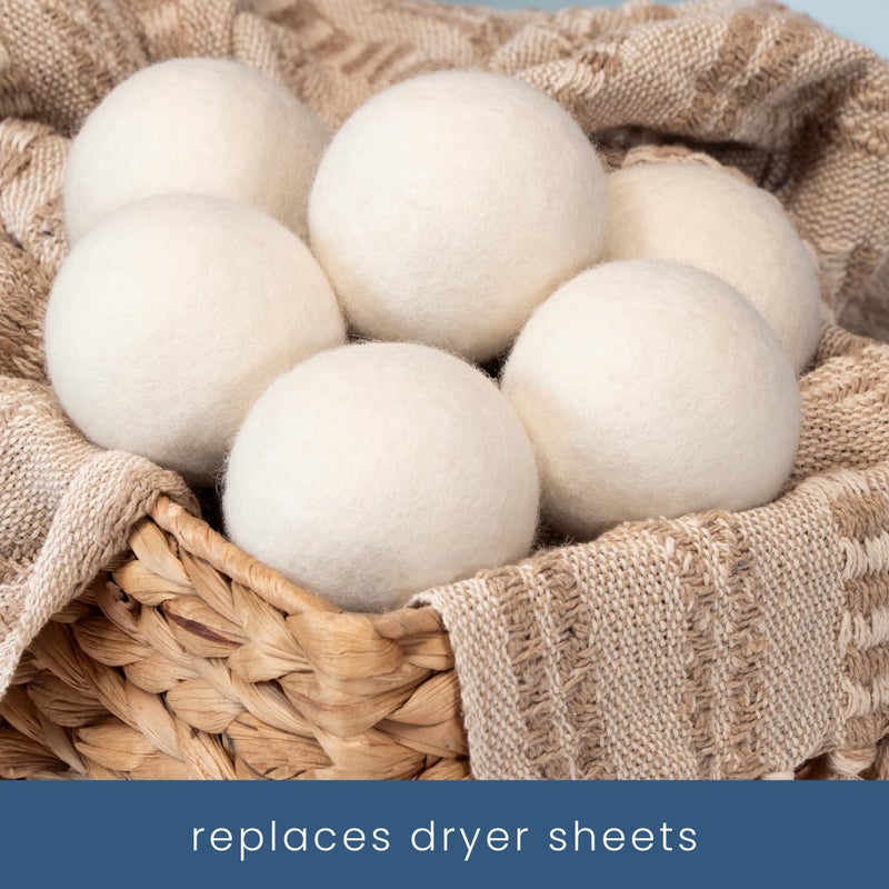 S&T INC. XL New Zealand Wool Dryer Balls, Fabric Softener for Laundry, Natural White, 2.9 in, 6 Pack - Image 4