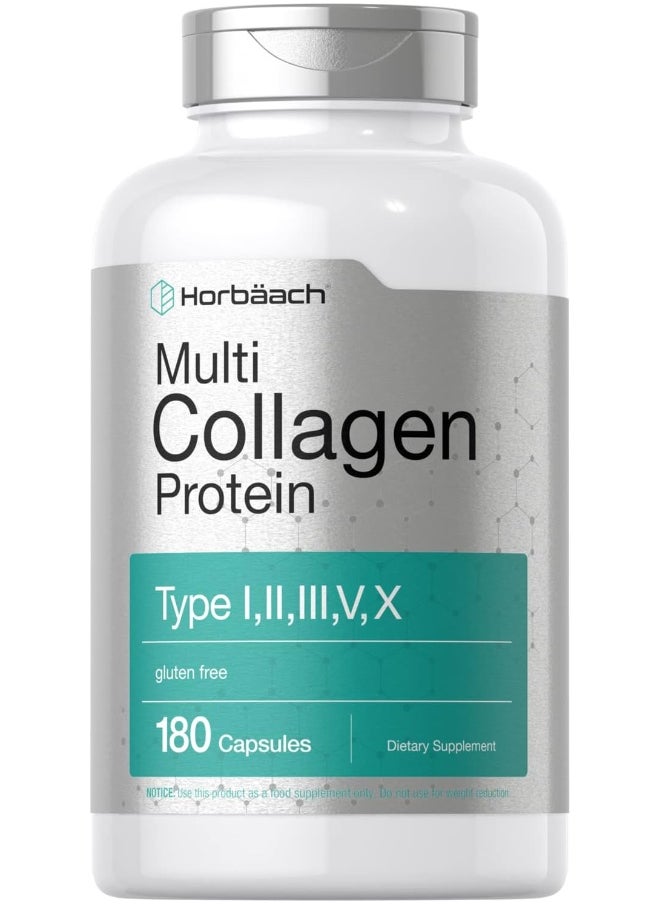 Horbaach Multi Collagen Protein Capsules 2000 Mg | 180 Count | Type I, Ii, Iii, V, X | Collagen Peptide Pills | Keto & Paleo Friendly, Gluten Free Supplement | By  - Image 1