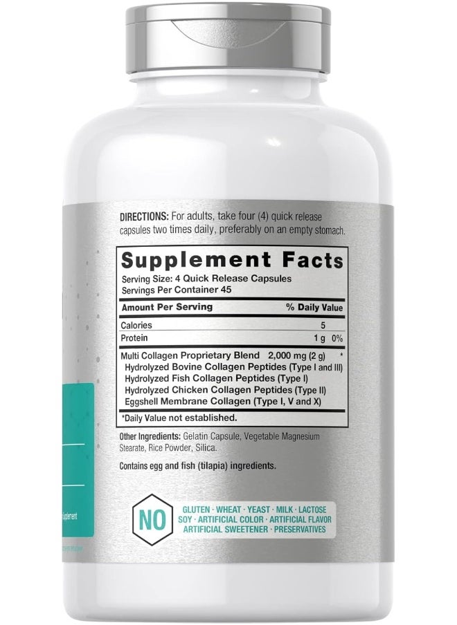 Horbaach Multi Collagen Protein Capsules 2000 Mg | 180 Count | Type I, Ii, Iii, V, X | Collagen Peptide Pills | Keto & Paleo Friendly, Gluten Free Supplement | By  - Image 2