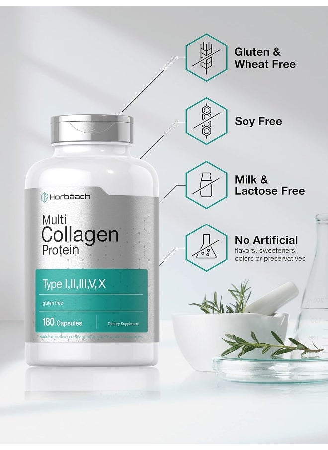 Horbaach Multi Collagen Protein Capsules 2000 Mg | 180 Count | Type I, Ii, Iii, V, X | Collagen Peptide Pills | Keto & Paleo Friendly, Gluten Free Supplement | By  - Image 4