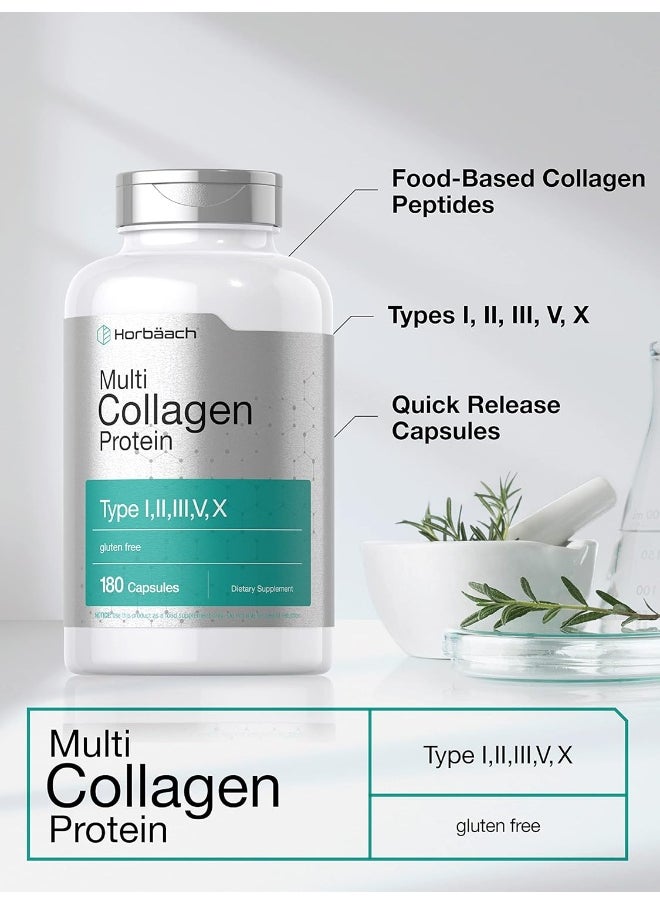 Horbaach Multi Collagen Protein Capsules 2000 Mg | 180 Count | Type I, Ii, Iii, V, X | Collagen Peptide Pills | Keto & Paleo Friendly, Gluten Free Supplement | By  - Image 3