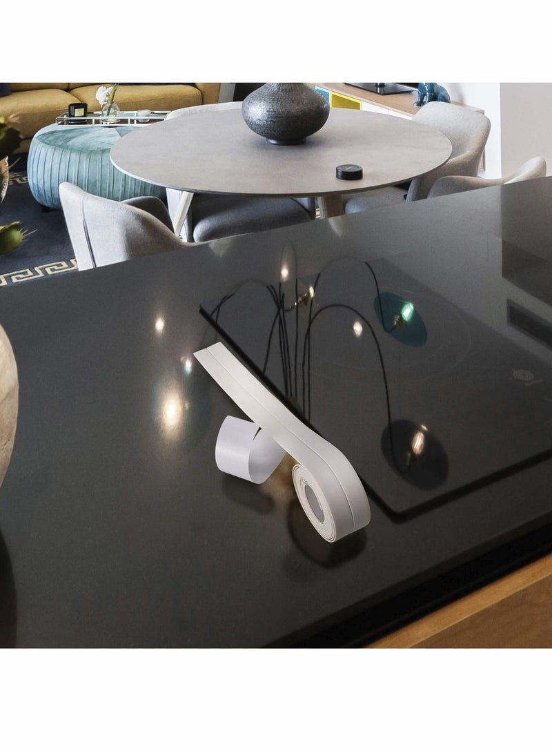 شريط سيليكون لاصق مقاوم للماء مرن للمطبخ والحمام، مادة لاصقة ذاتية لتسرب البلاط لحماية حوض الاستحمام والمرحاض والجدران والأرضيات من الرطوبة والعفن، باللون الأبيض، قطعة واحدة. - Image 5