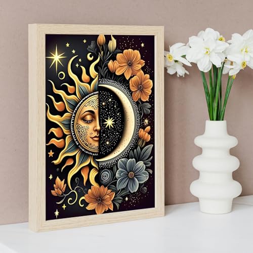 MBNTJHT DIY Paint by Numbers Kit for Adults,Unframed Sun and Moon Paint by Number Kits for Beginners,Easy Digital Oil Painting Art Crafts for Home Wall Decor 16X20 Inch. - Image 4