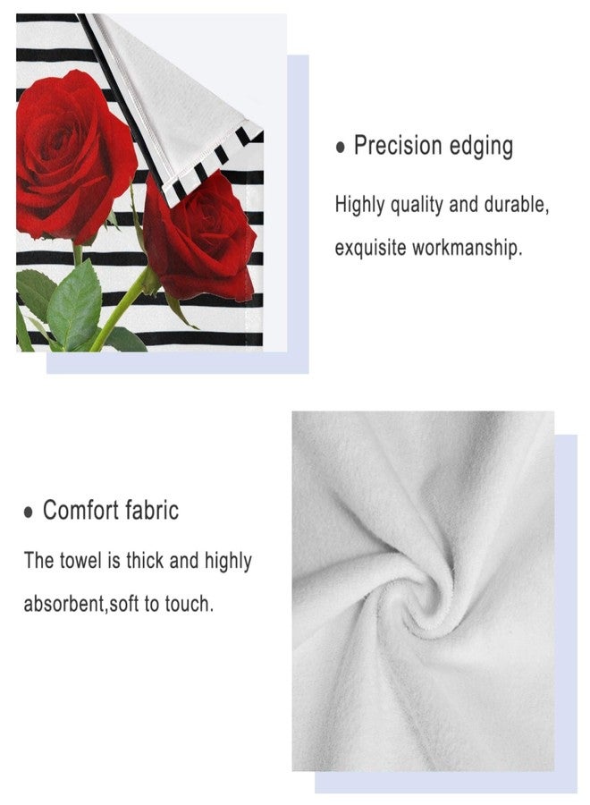 Naanle 3D Beautiful Couple Red Rose Flower Soft Luxury Decorative 3 Pieces Towels Set, 1 Bath Towel+1 Hand Towel+1 Washcloth, Multipurpose for Bathroom, Hotel, Gym, Spa and Kitchen - Image 3