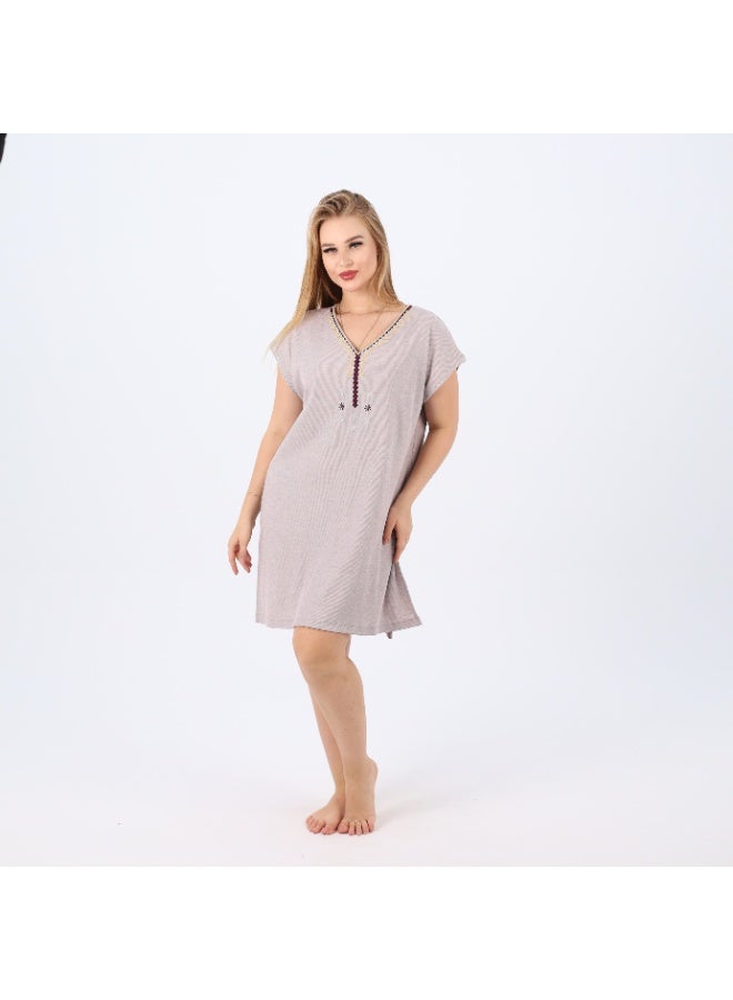 zecotex  Women's Cotton Nightdress with V-Neck & Delicate Embroidery – Soft & Comfortable – Available in Plus Sizes  - Image 2