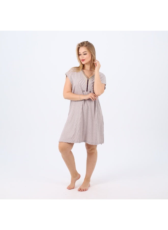 zecotex  Women's Cotton Nightdress with V-Neck & Delicate Embroidery – Soft & Comfortable – Available in Plus Sizes  - Image 4