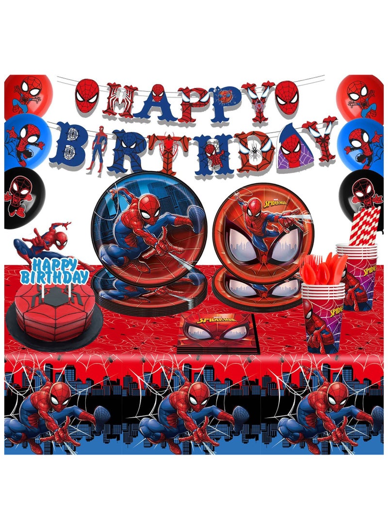92 Pcs Brand New Spider-Man Theme Birthday Party Decoration Disposable Tableware Set - Image 1