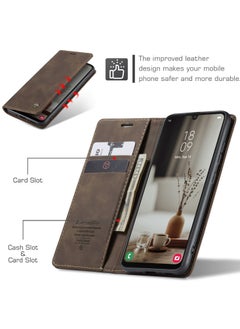 CaseMe CaseMe Samsung Galaxy A34 Case Wallet, for Samsung Galaxy A34 Wallet Case Book Folding Flip Folio Case with Magnetic Kickstand Card Slots Protective Cover  - Coffee  - Image 3