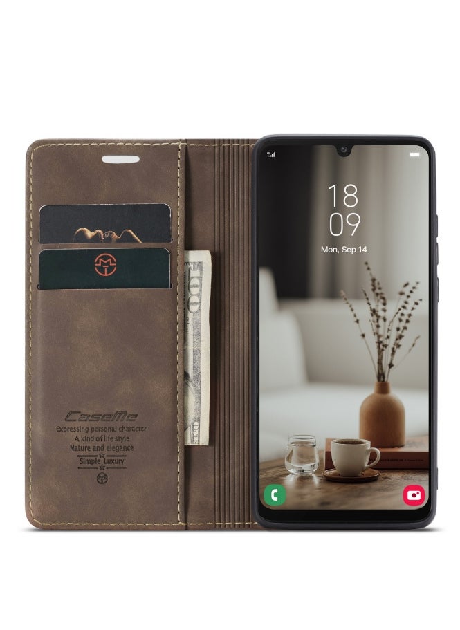 CaseMe CaseMe Samsung Galaxy A34 Case Wallet, for Samsung Galaxy A34 Wallet Case Book Folding Flip Folio Case with Magnetic Kickstand Card Slots Protective Cover  - Coffee  - Image 5