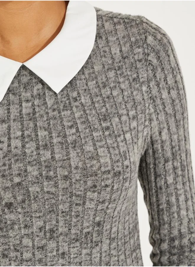Take Two Rib Knit Bodysuit with Contrast Collar