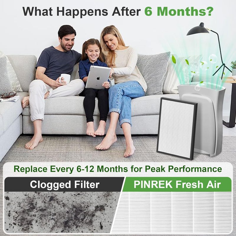 PINREK Replacement Filter for 3M Filtrete FAP03 Ultra Clean Air Purifier, H13 HEPA & Activated Carbon, Replace FAPF03 FAPF034, 2 Pack for Home - Image 4