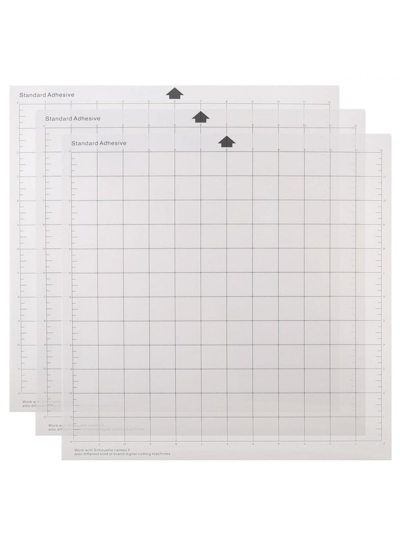 12x12 Inch Engraving Machine Cutting Pads – Compatible with Silhouette Cameo (3-Pack, Transparent) - Image 1